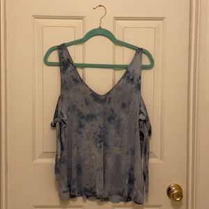 Blue tie dye off the shoulder top